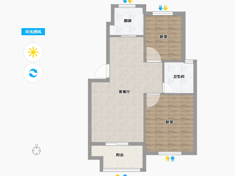 浙江省-宁波市-金色黎明-69.00-户型库-采光通风