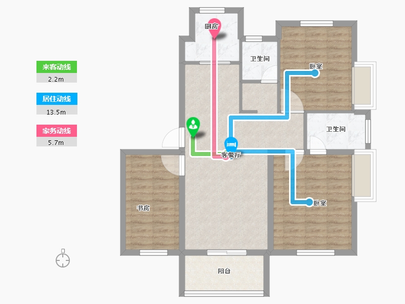 浙江省-宁波市-金色黎明-88.00-户型库-动静线