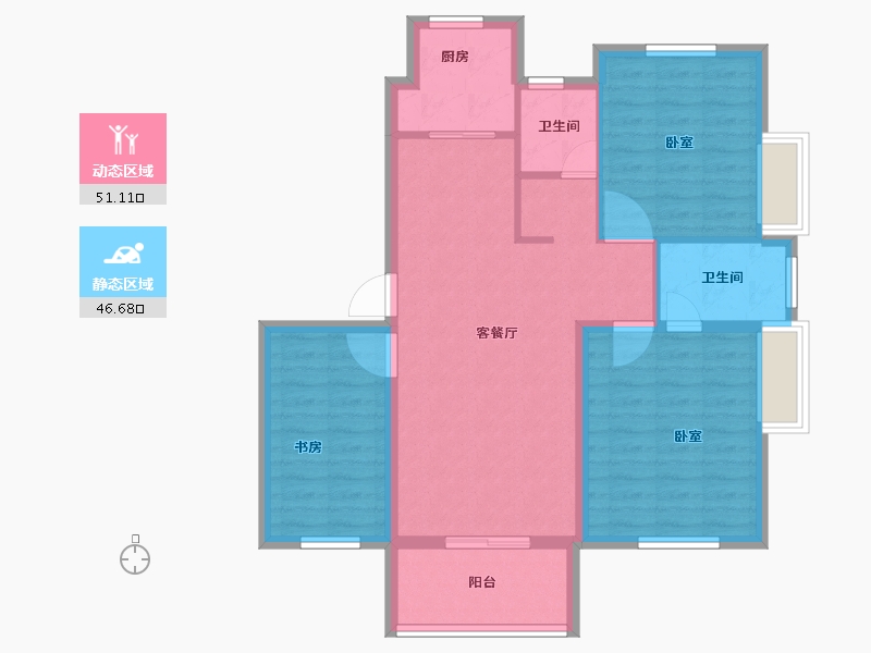 浙江省-宁波市-金色黎明-88.00-户型库-动静分区