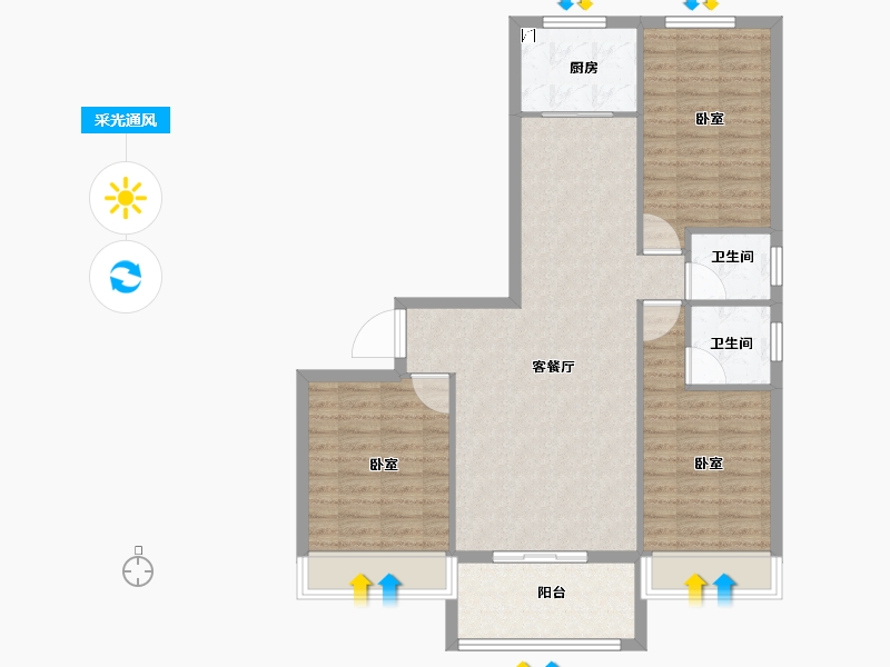 安徽省-池州市-同晖 · 香江华庭-94.25-户型库-采光通风