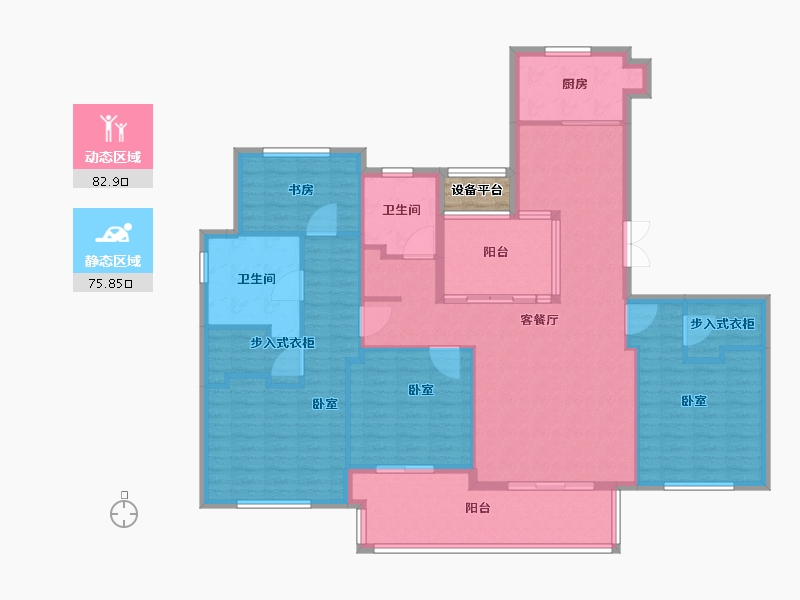 浙江省-宁波市-交通自在城-146.00-户型库-动静分区