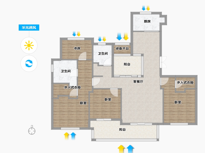 浙江省-宁波市-交通自在城-146.00-户型库-采光通风