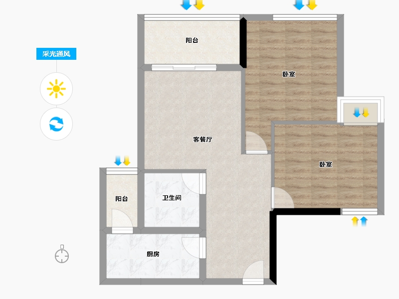 四川省-巴中市-通江瑞联江山壹品-68.53-户型库-采光通风