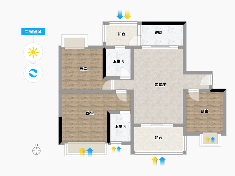 四川省-绵阳市-金叶香堤-81.61-户型库-采光通风