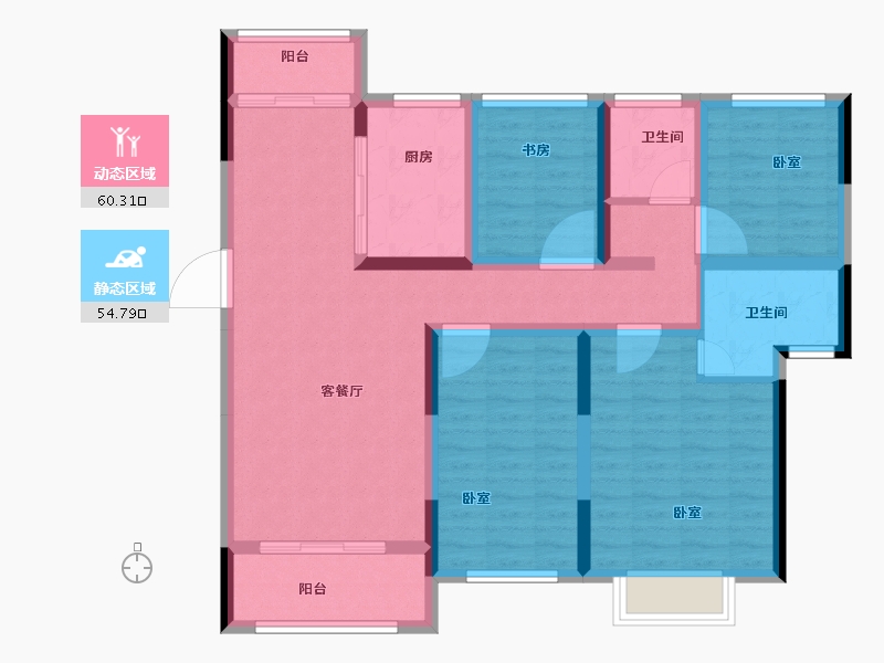 江苏省-苏州市-招商依云华苑-102.00-户型库-动静分区