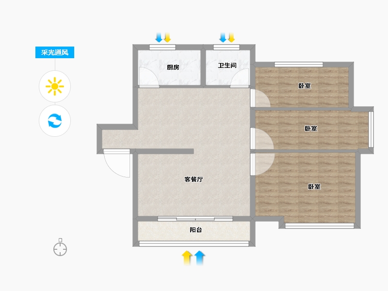 安徽省-宣城市-金玉苑-85.96-户型库-采光通风