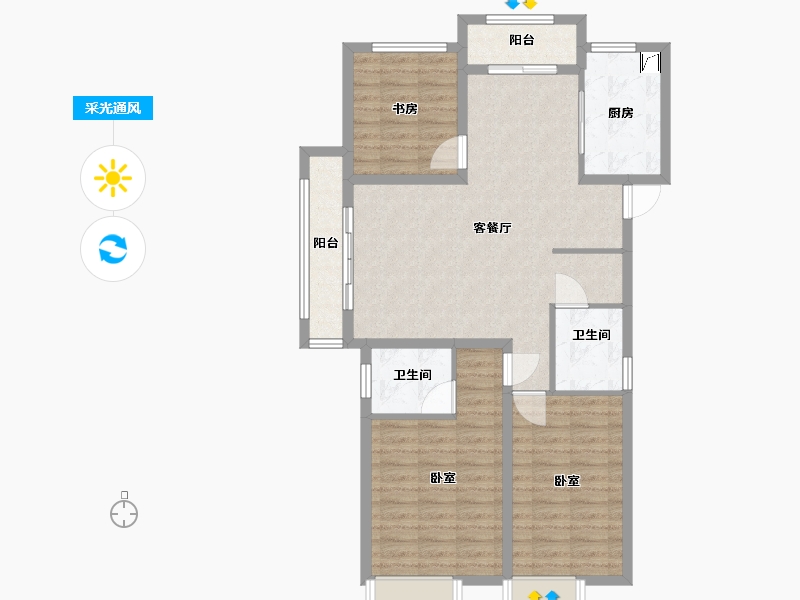 浙江省-绍兴市-华城书香美地-94.00-户型库-采光通风