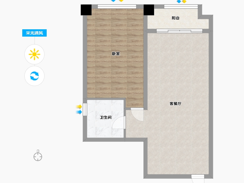 内蒙古自治区-呼和浩特市-恒大雅苑-64.74-户型库-采光通风