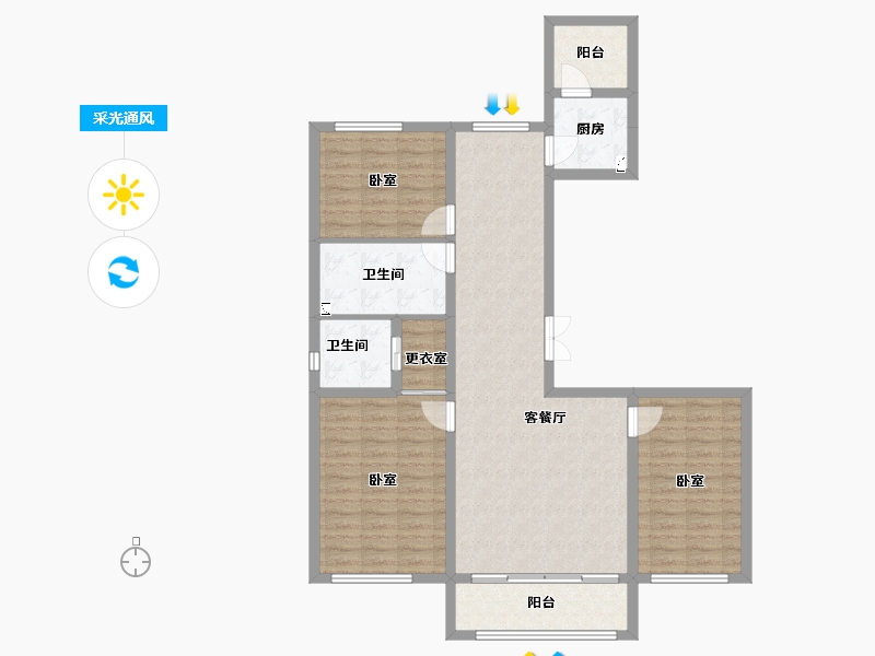 辽宁省-本溪市-万豪·国际花园-103.18-户型库-采光通风