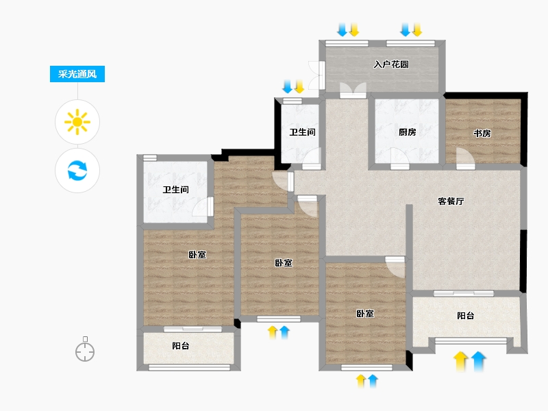 江苏省-南京市-大地伊丽雅特湾-129.38-户型库-采光通风