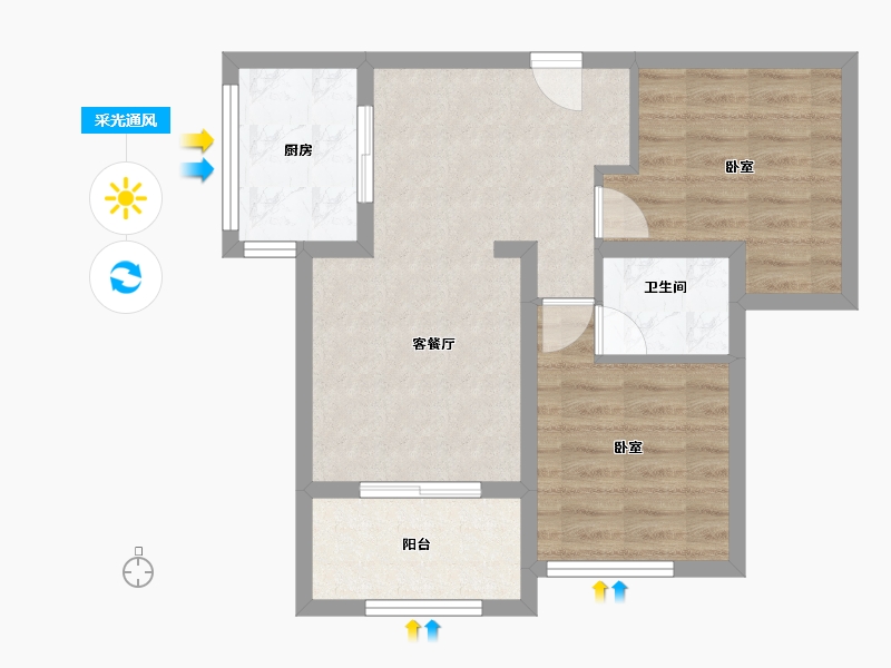 江苏省-南通市-南通星光耀广场-56.66-户型库-采光通风