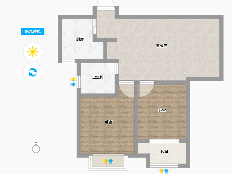 江苏省-南通市-浅水湾·名门世家-70.00-户型库-采光通风