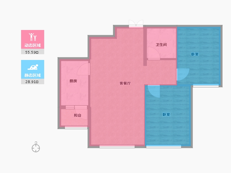 黑龙江省-哈尔滨市-哈东华府-77.00-户型库-动静分区