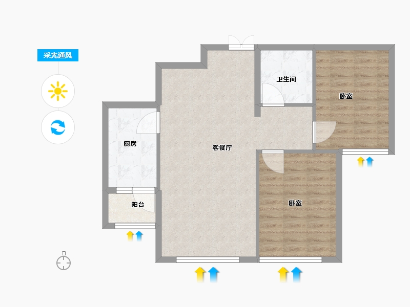 黑龙江省-哈尔滨市-哈东华府-77.00-户型库-采光通风