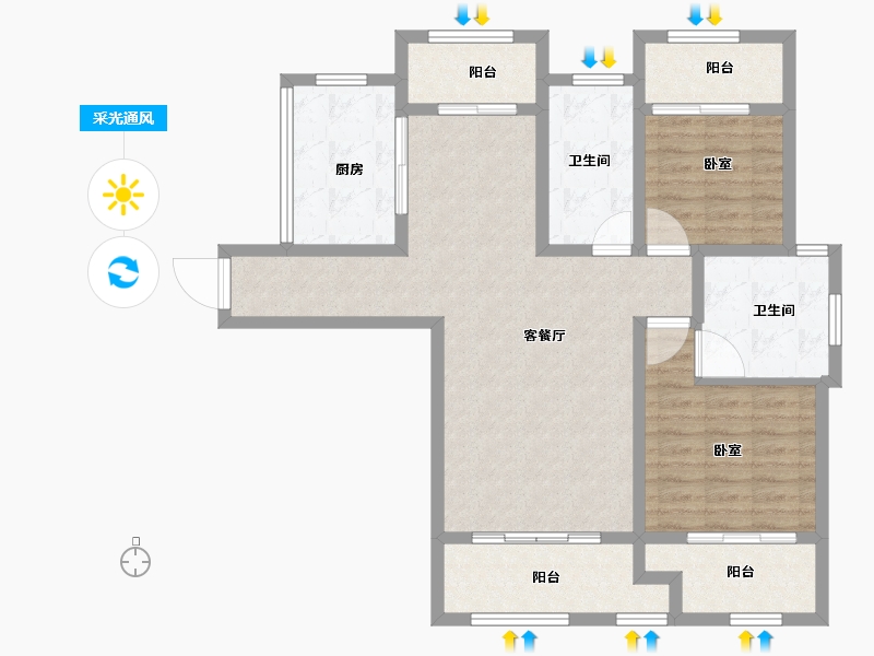 江苏省-南通市-南通星光耀广场-96.00-户型库-采光通风