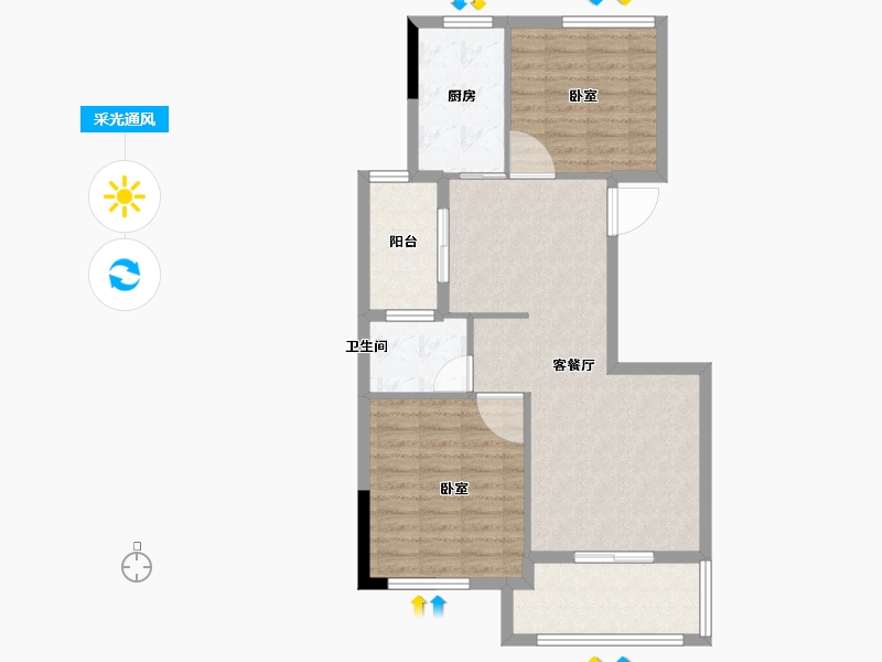 浙江省-宁波市-金色黎明-80.00-户型库-采光通风