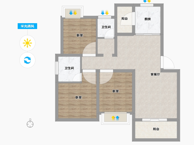 安徽省-合肥市-东方早城-79.88-户型库-采光通风