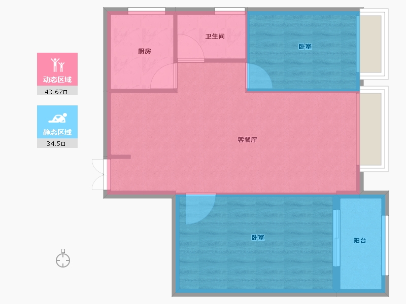 安徽省-池州市-同晖 · 香江华庭-71.56-户型库-动静分区