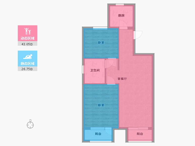 河北省-唐山市-橡树湾-62.52-户型库-动静分区