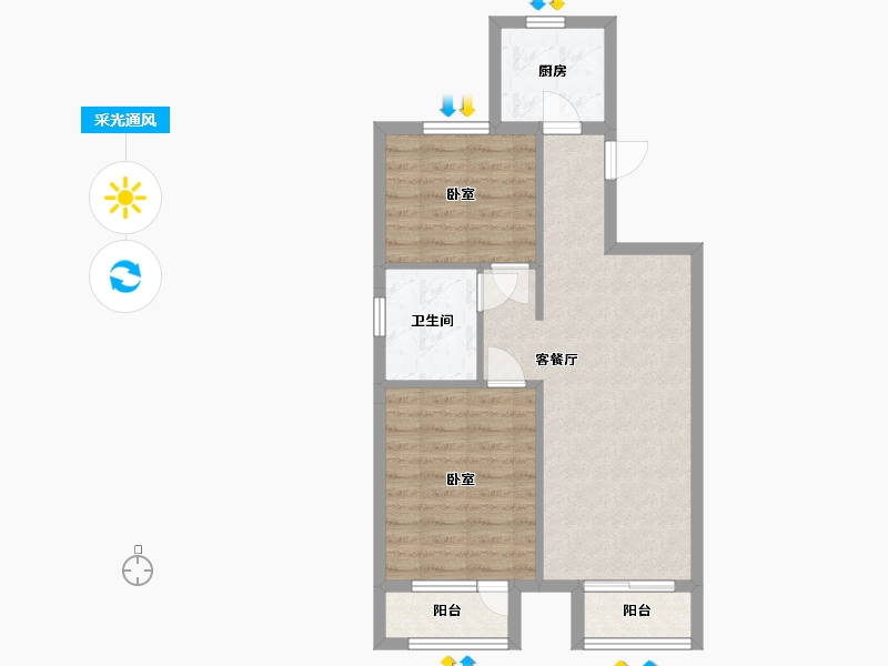 河北省-唐山市-橡树湾-62.52-户型库-采光通风