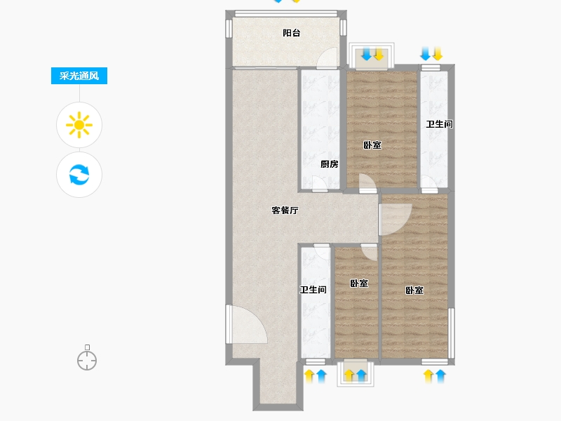 河北省-石家庄市-承翰世家-96.60-户型库-采光通风