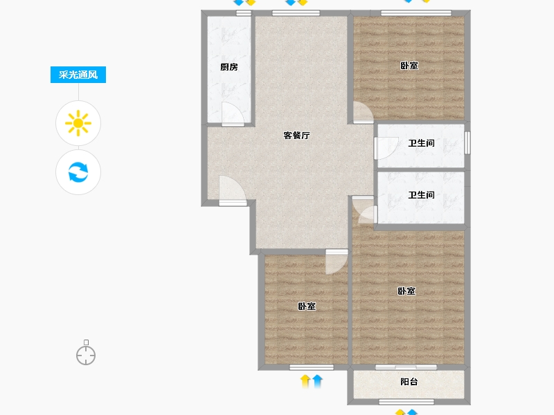 河北省-唐山市-柒麟湾-99.08-户型库-采光通风