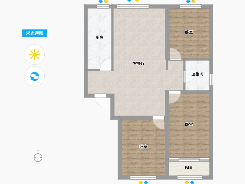 河北省-唐山市-柒麟湾-77.72-户型库-采光通风