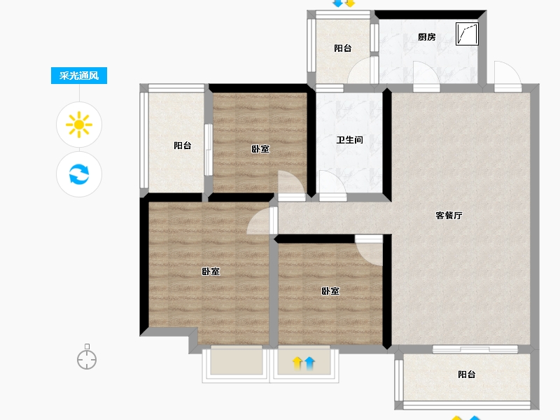 四川省-绵阳市-金叶香堤-87.70-户型库-采光通风