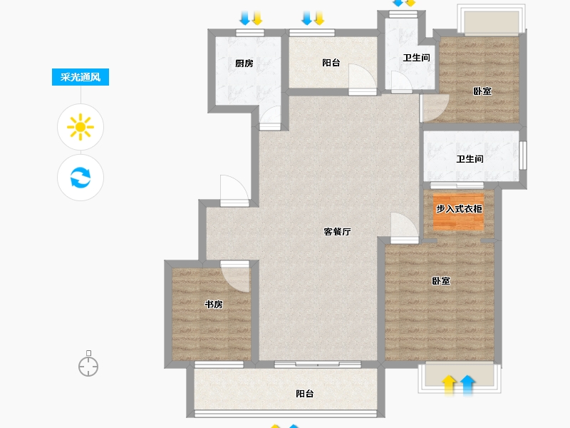 江苏省-扬州市-中海九玺-114.00-户型库-采光通风