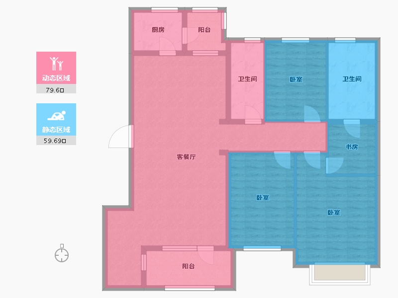 辽宁省-大连市-普罗旺斯-125.62-户型库-动静分区