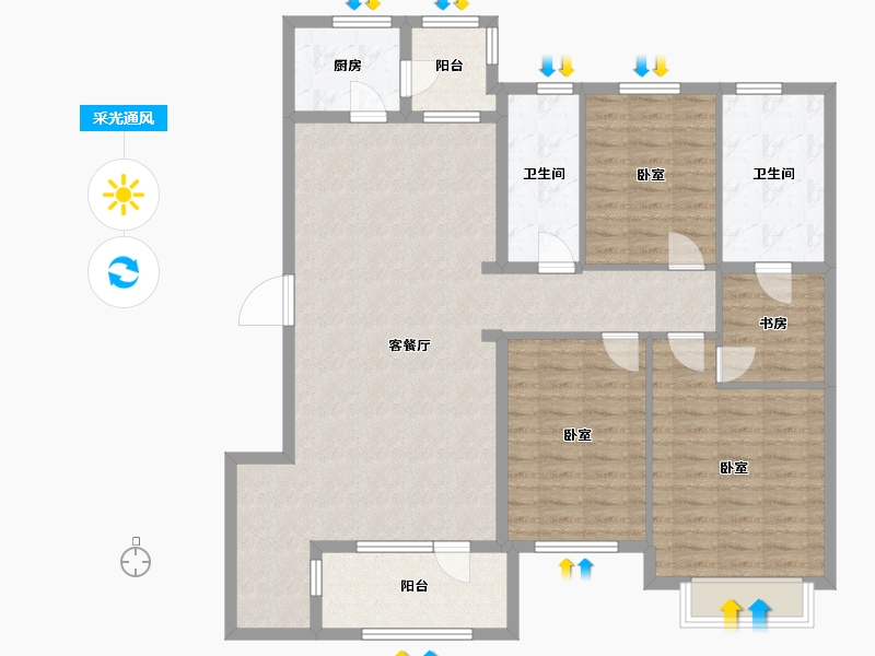 辽宁省-大连市-普罗旺斯-125.62-户型库-采光通风