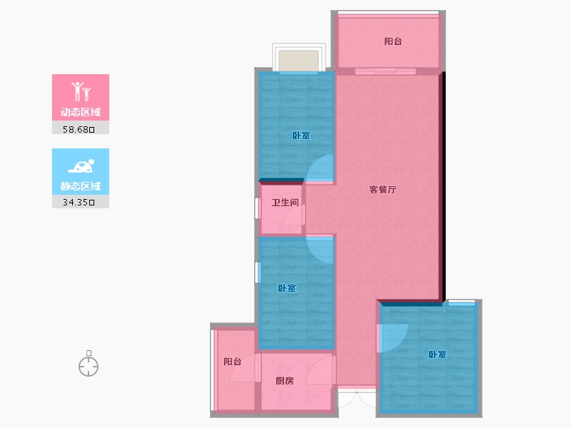 四川省-巴中市-蜀景首席-83.50-户型库-动静分区