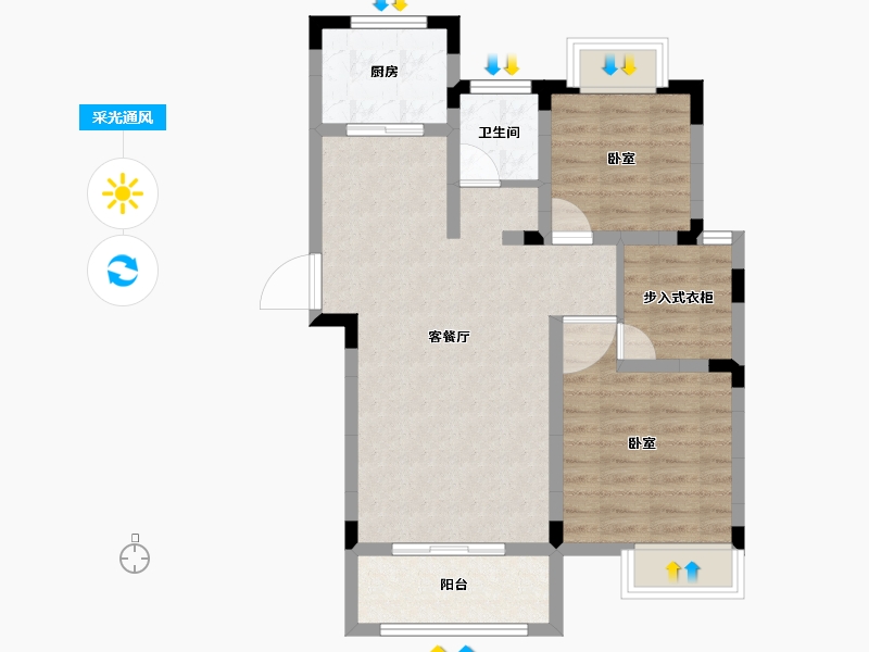 安徽省-合肥市-东方早城-68.68-户型库-采光通风