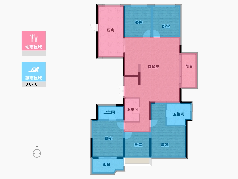 浙江省-杭州市-龙湖春江彼岸-158.00-户型库-动静分区