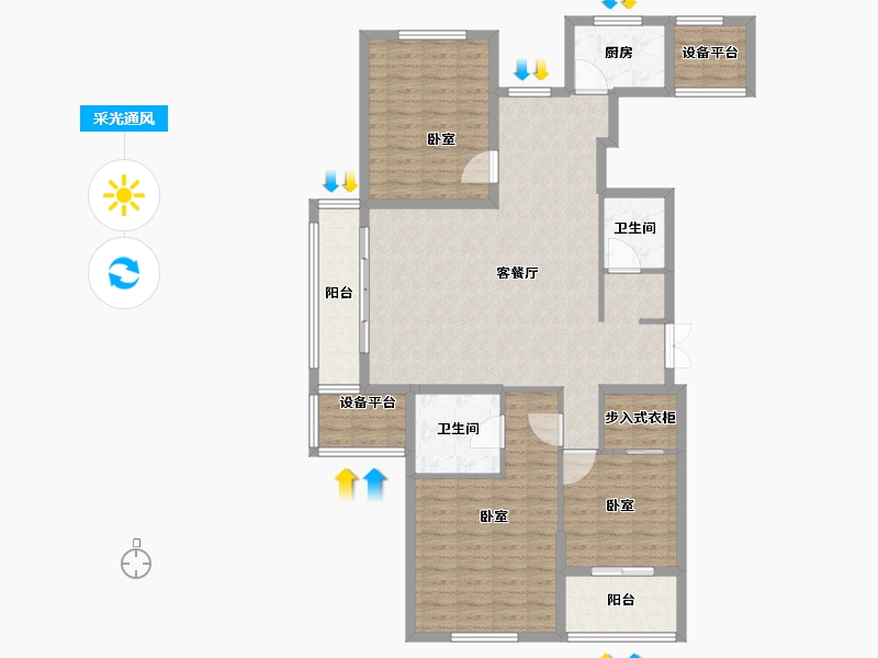 浙江省-宁波市-阳光威尼斯-122.01-户型库-采光通风