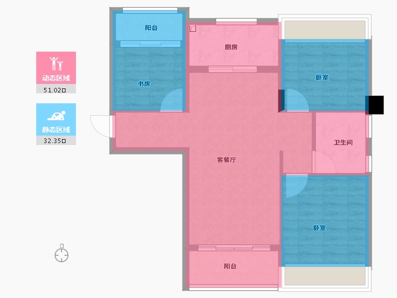 江苏省-南京市-碧桂园如山湖城-75.00-户型库-动静分区