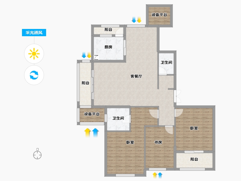 浙江省-宁波市-阳光威尼斯-130.00-户型库-采光通风