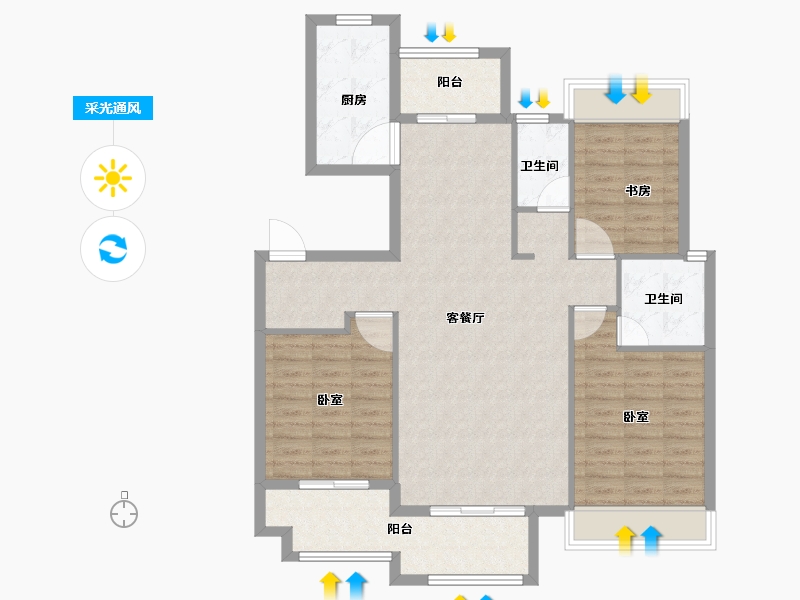 浙江省-宁波市-银亿上府-103.99-户型库-采光通风