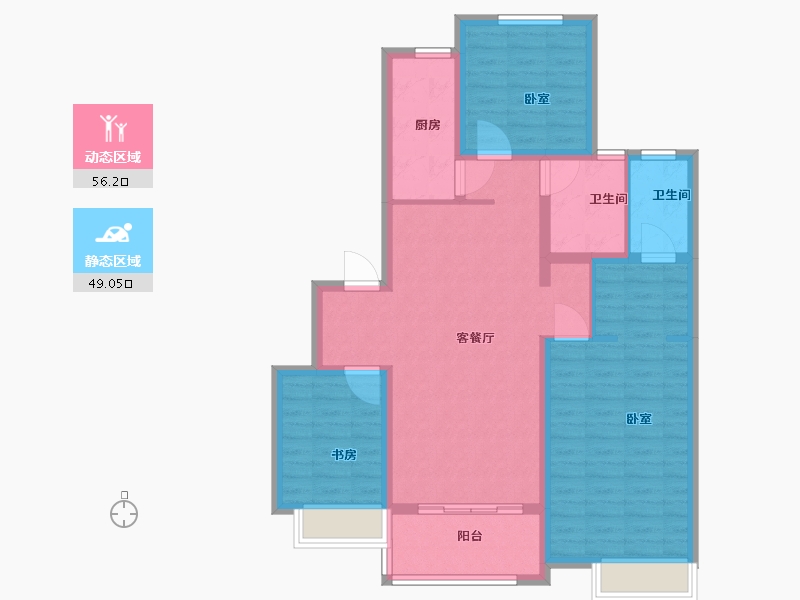 江苏省-扬州市-中海九玺-94.00-户型库-动静分区