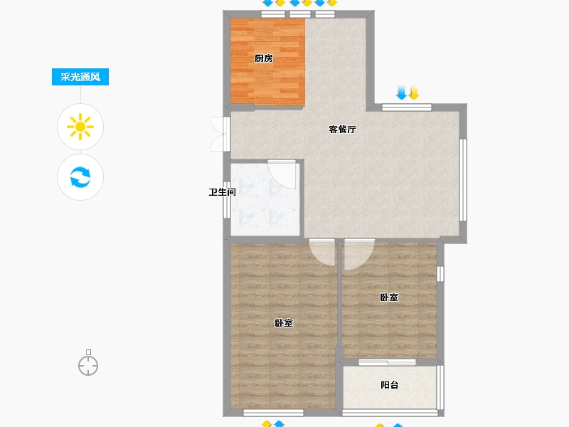 浙江省-宁波市-阳光威尼斯-76.99-户型库-采光通风