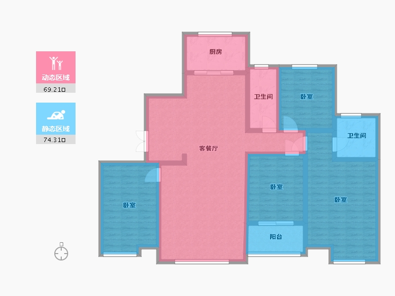 河北省-石家庄市-紫睿天和-128.54-户型库-动静分区