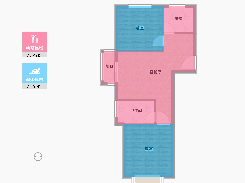 河北省-唐山市-东城绿庭-54.93-户型库-动静分区