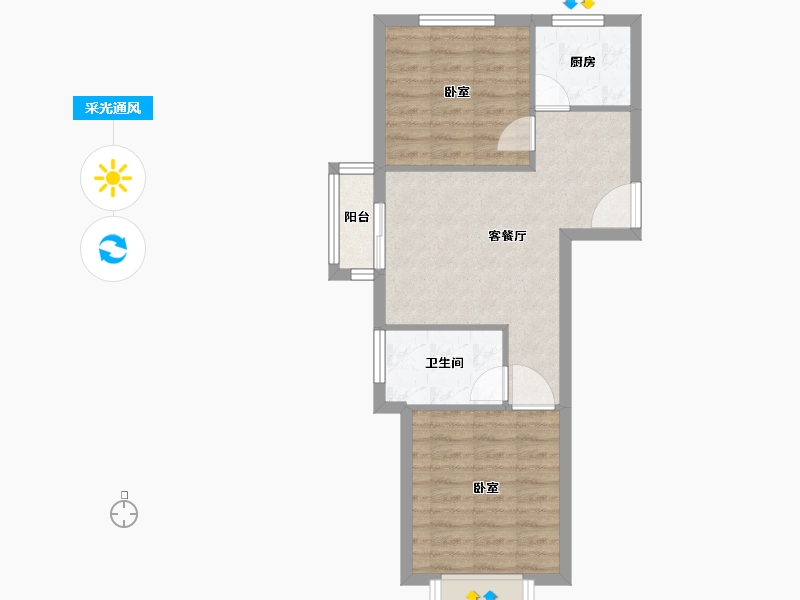 河北省-唐山市-东城绿庭-54.93-户型库-采光通风