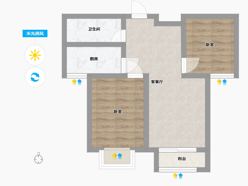 河北省-唐山市-东城绿庭-44.12-户型库-采光通风