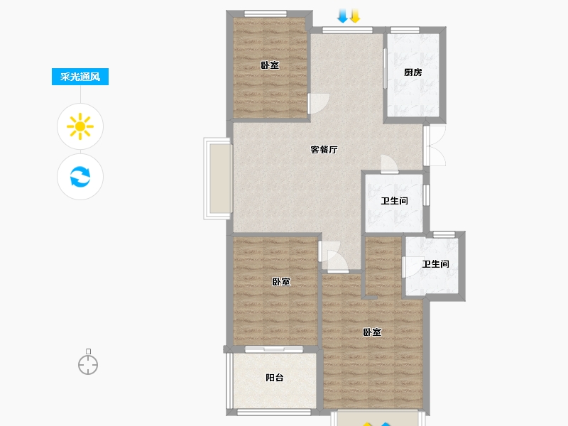 浙江省-绍兴市-滨江城市之星-98.17-户型库-采光通风