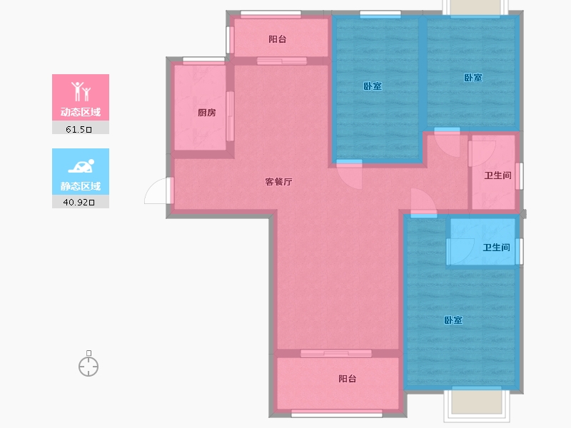 江西省-上饶市-帝景湾二期半山区-90.55-户型库-动静分区