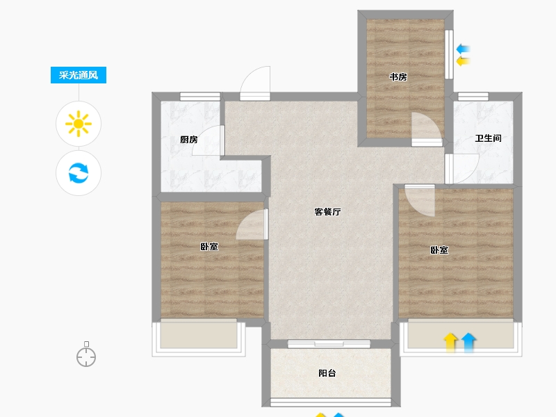 浙江省-绍兴市-华宇兰园-72.00-户型库-采光通风