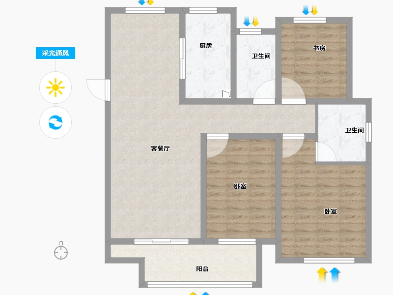 江苏省-苏州市-浦湾公馆-103.01-户型库-采光通风