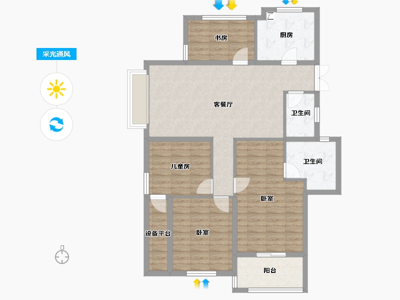 浙江省-杭州市-凯喜雅锦河湾-101.33-户型库-采光通风