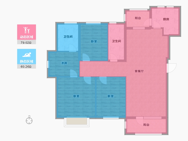 辽宁省-大连市-普罗旺斯-126.39-户型库-动静分区